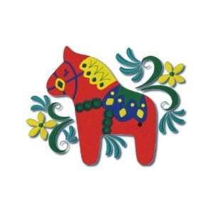  Colorful Swedish Dala Horse Round Sticker 