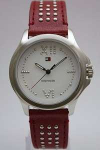 New Tommy Hilfiger Women Red Studded Leather Watch 1781014  