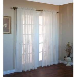   84 Inch Long Embroidered Hydrangea Sheer Curtain Panel
