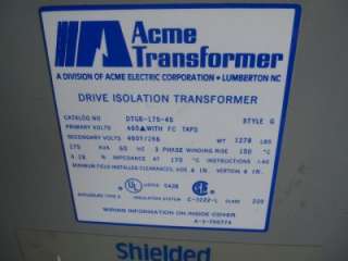 175 KVA Acme Transformer, Primary 460,Secondary 460/266  