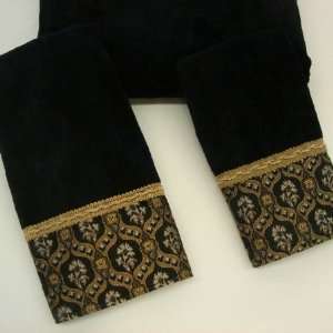   Sherry Kline Heartfield Black 3 piece Decorative Towel