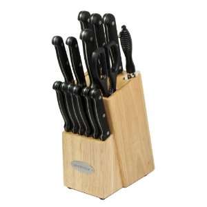   Traditional 15 Piece Knife Set with Block, Natural