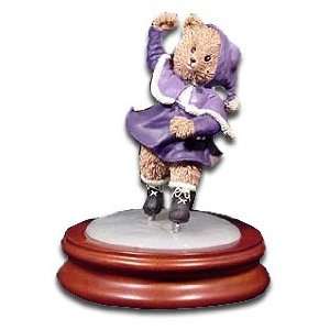  Adorable Ice Skating Thread Bear Girl Solid Wooden Base w 