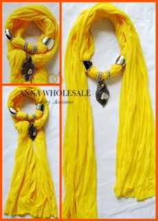 Ladys Rhinestone Jewelry Necklace scarves Cotton Shawl Wrap Leaf 