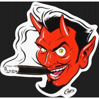  Devil Smoking a Cigar by Coop   Sticker / Decal 