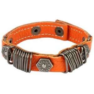   Bracelet with Steel Tone Accents and Adjustable Snap Button Closure