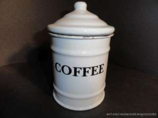 VINTAGE STYLE ENAMEL METAL COFFEE CONTAINER JAR CANNISTER SHABBY CHIC 