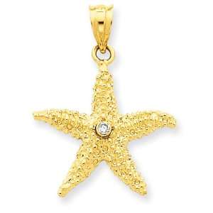  14k Gold Diamond Starfish Pendant Jewelry