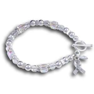 Lung Cancer SWAROVSKI ELEMENTS Clear Crystal with .925 Sterling Silver 