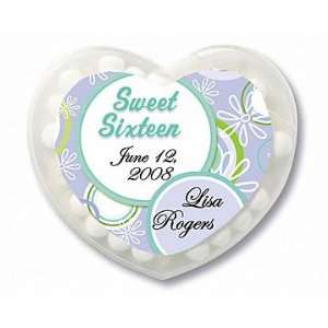 Wedding Favors Blue Floral Design Sweet Sixteen Personalized Heart 