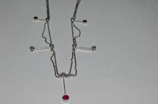 14k white gold ruby and diamond necklace  