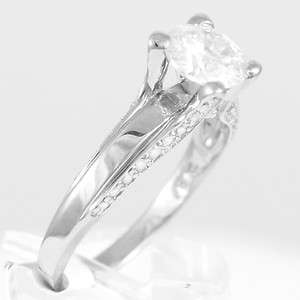   Moissanite with Channel Set Diamond Ring 14K White Gold 2 carat tw