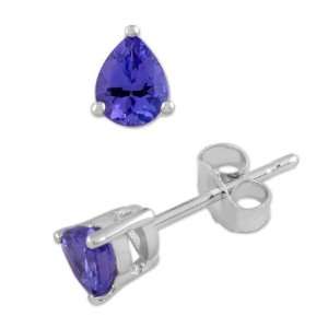    Tanzanite Sterling Silver Pear 0.75 CTS Stud Earrings Jewelry