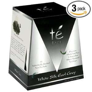 Te Tea Silken Pyramid Whole Leaf Tea, White Silk Earl Grey, Tea Bags 