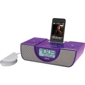  New Purple Dual Alarm Clock FM Radio With Pillow Shaker 