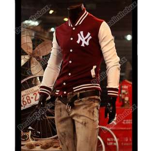   Designed NY Baseball Fit Uniform Slim Coat Jacket Outerwear M~XXL