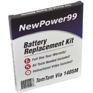  TomTom Via 1405M Battery Replacement Kit with Installation 
