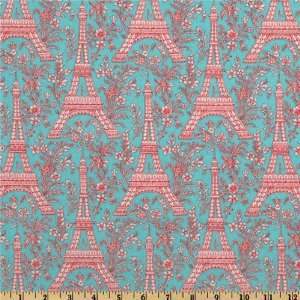  44 Wide Michael Miller Eiffel Tower Turquoise Fabric By 