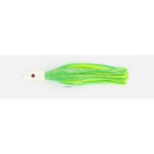  5oz Dual Pull Jig with Vinyl Skirt Glow Head Green over 