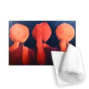  Turban Triptych, 2005 (acrylic) by Lincoln   Tea Towel 