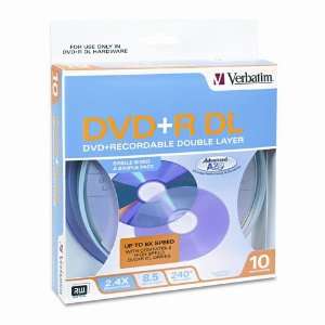 Verbatim 2.4X 8.5GB DVD+R Double Layer DL Media 10 Pack 