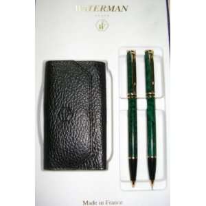  Waterman Laureat Green Marble Pen/Pencil Gift Set Office 
