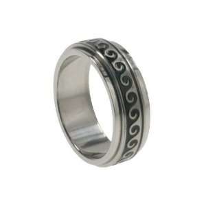 316L Stainless Steel Spinner Ring with Wave Design, Width 8mm, Sizes 